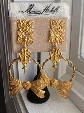 Vintage Miriam Haskell Dangle Drop Earrings Signed